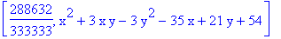 [288632/333333, x^2+3*x*y-3*y^2-35*x+21*y+54]